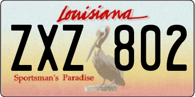 LA license plate ZXZ802