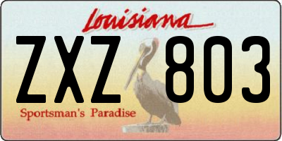 LA license plate ZXZ803
