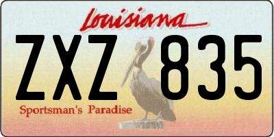 LA license plate ZXZ835