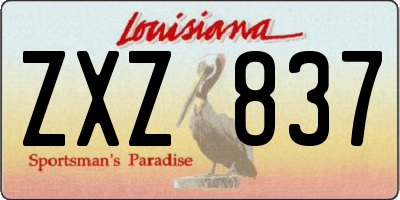 LA license plate ZXZ837