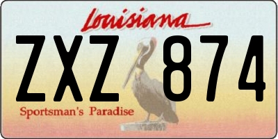 LA license plate ZXZ874