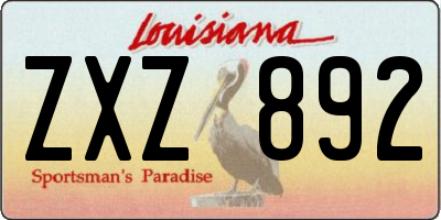 LA license plate ZXZ892