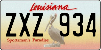 LA license plate ZXZ934