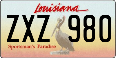 LA license plate ZXZ980