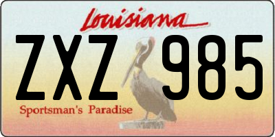 LA license plate ZXZ985