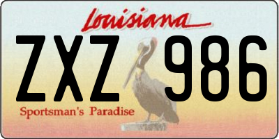 LA license plate ZXZ986