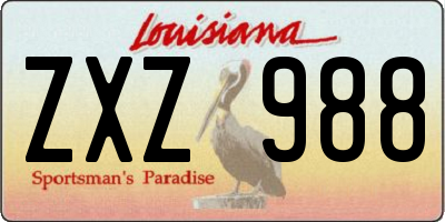 LA license plate ZXZ988