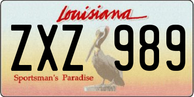 LA license plate ZXZ989
