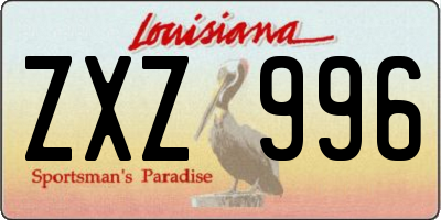 LA license plate ZXZ996