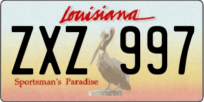 LA license plate ZXZ997