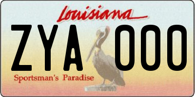 LA license plate ZYA000