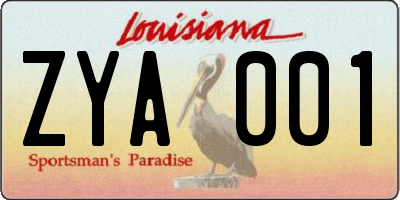 LA license plate ZYA001