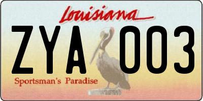 LA license plate ZYA003