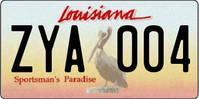 LA license plate ZYA004