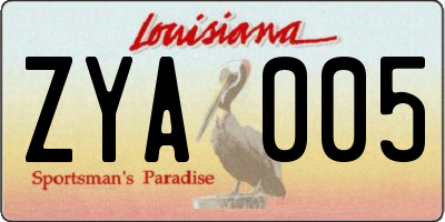 LA license plate ZYA005