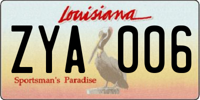 LA license plate ZYA006