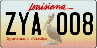 LA license plate ZYA008