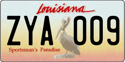 LA license plate ZYA009