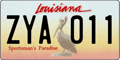 LA license plate ZYA011