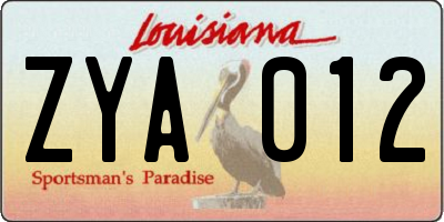 LA license plate ZYA012