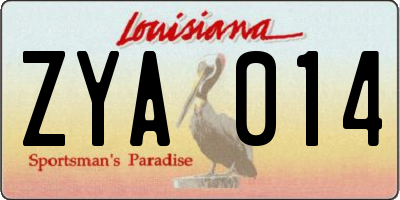 LA license plate ZYA014