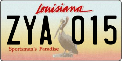 LA license plate ZYA015