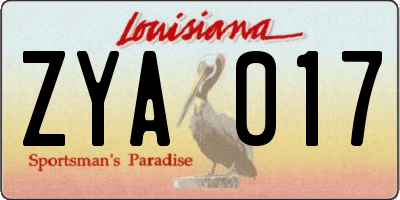 LA license plate ZYA017