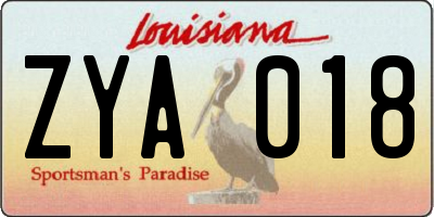 LA license plate ZYA018