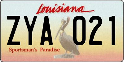 LA license plate ZYA021