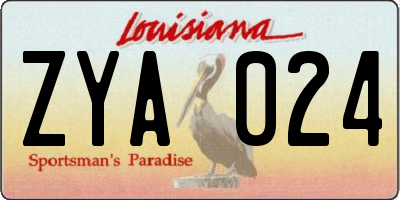 LA license plate ZYA024