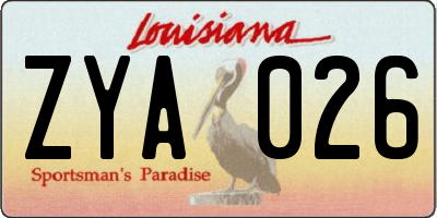 LA license plate ZYA026