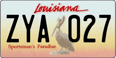 LA license plate ZYA027