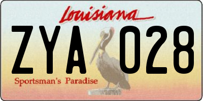 LA license plate ZYA028