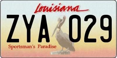 LA license plate ZYA029