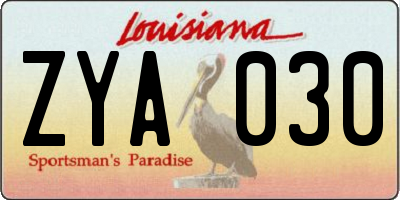 LA license plate ZYA030