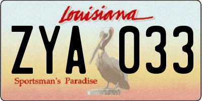 LA license plate ZYA033