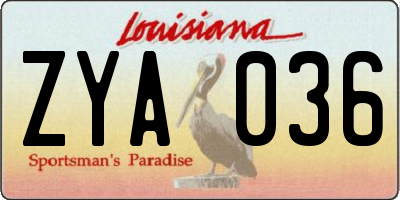 LA license plate ZYA036