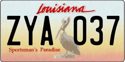 LA license plate ZYA037