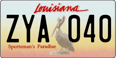 LA license plate ZYA040