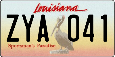 LA license plate ZYA041