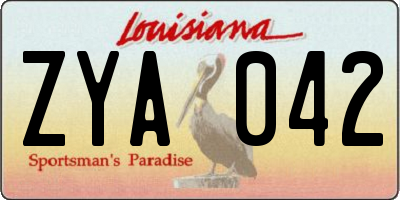 LA license plate ZYA042
