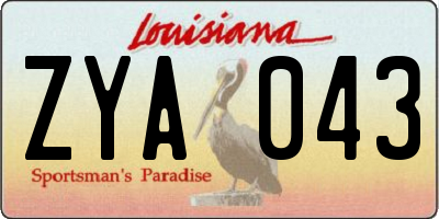 LA license plate ZYA043