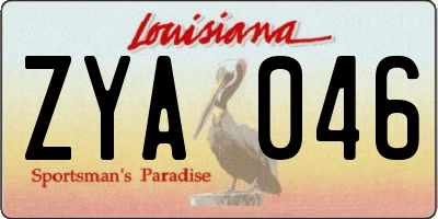 LA license plate ZYA046