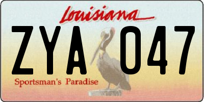 LA license plate ZYA047