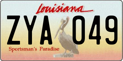 LA license plate ZYA049