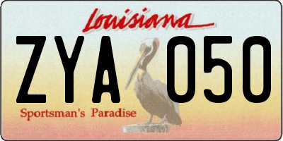LA license plate ZYA050