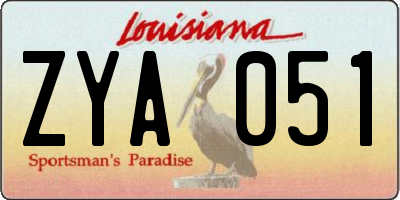 LA license plate ZYA051