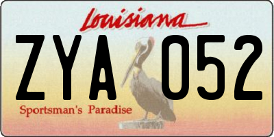 LA license plate ZYA052