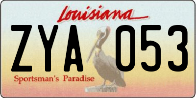 LA license plate ZYA053