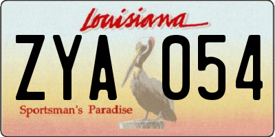 LA license plate ZYA054
